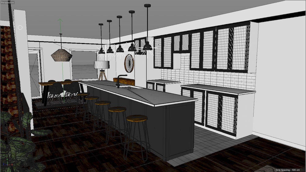 The 3D model of the kitchen