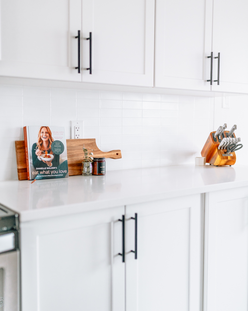 Danielle Walkers book Eat what you love, sits on our countertop.