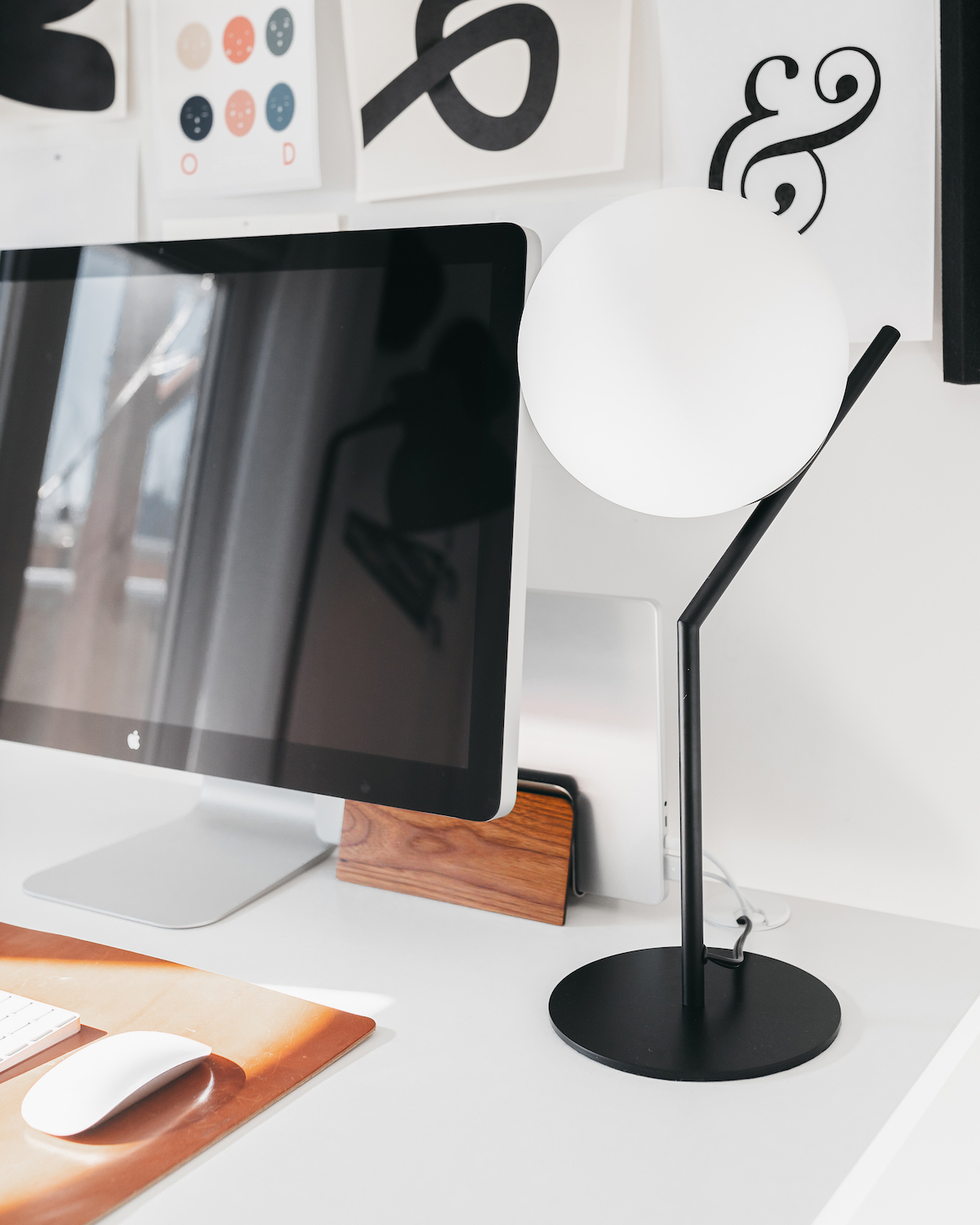 Closeup of my lamp and wall art