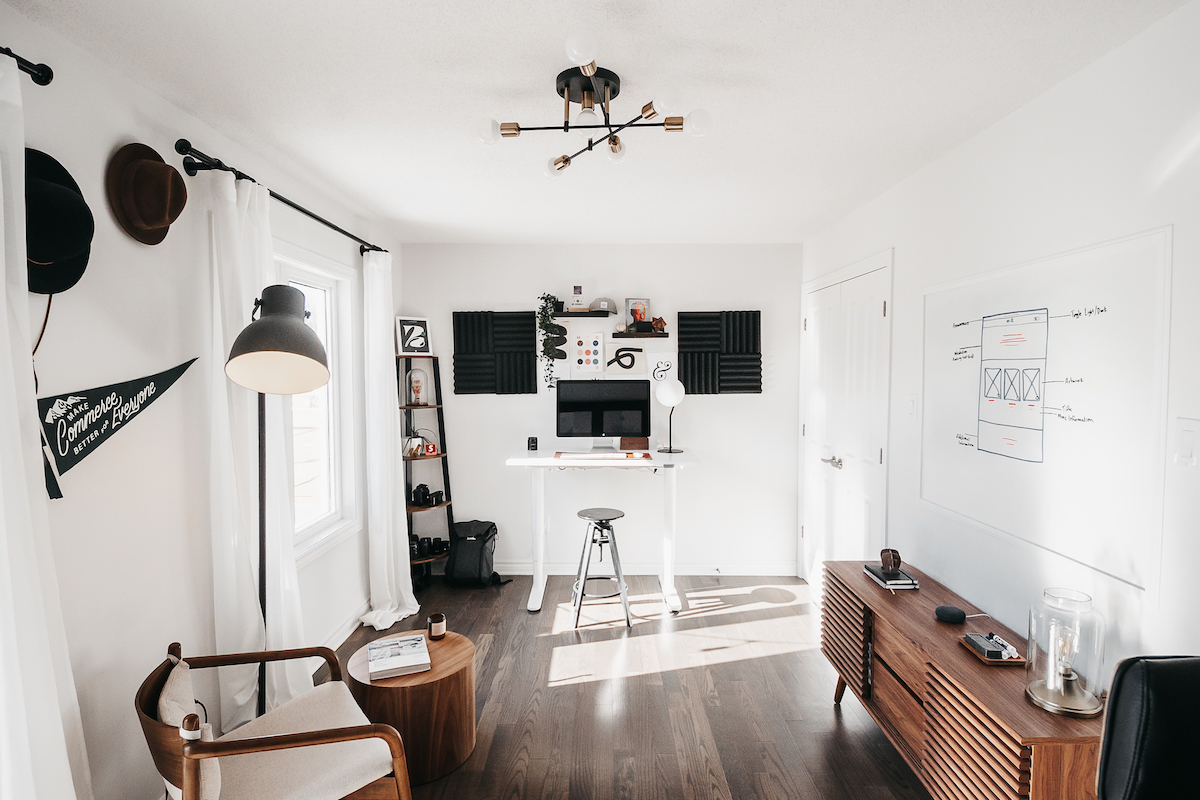 Wide photograph of my office facing my workspace